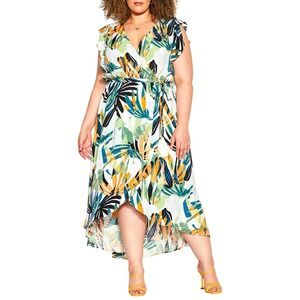 City Chic Cassie Print Maxi Dress (Plus Size) Size M/18
